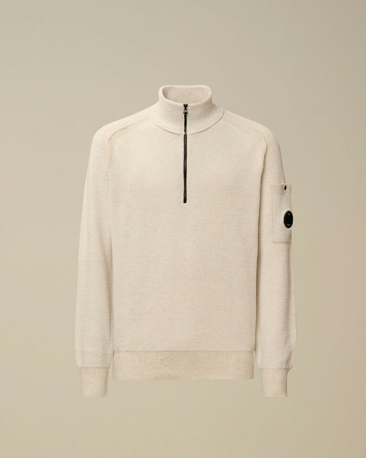 Fleece Knit Half Zip Lens Sweater