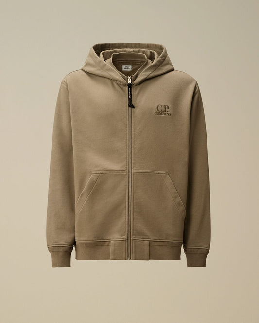Diagonal Raised Fleece Hooded Full Zip Sweatshirt