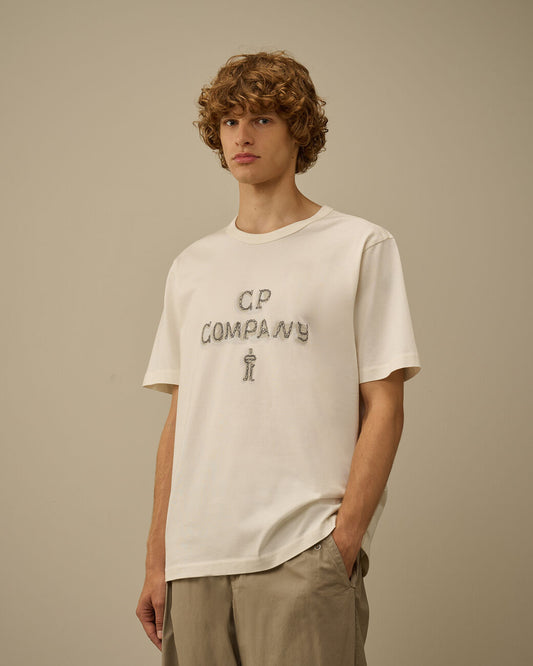 Mercerized 30/2 Jersey Twisted Short Sleeve Logo T-Shirt