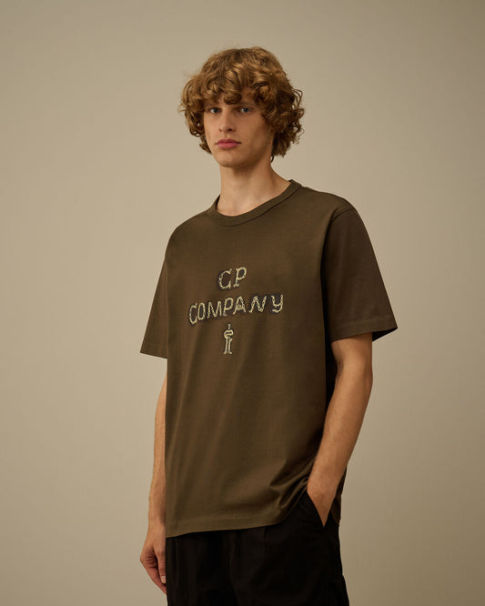 Mercerized 30/2 Jersey Twisted Short Sleeve Logo T-Shirt