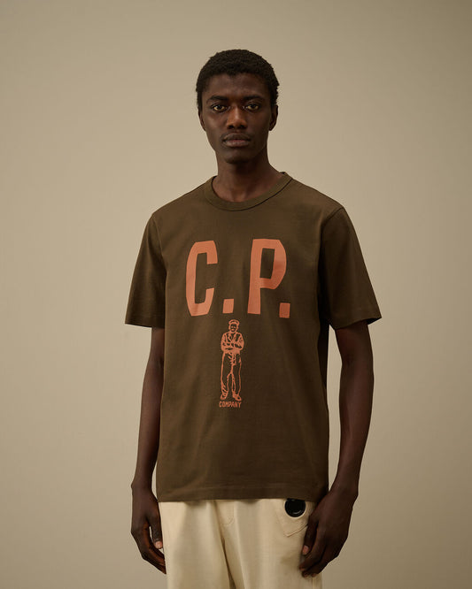 Mercerized 30/2 Jersey Twisted Short Sleeve Logo T-Shirt