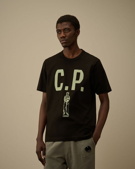 Mercerized 30/2 Jersey Twisted Short Sleeve Logo T-Shirt